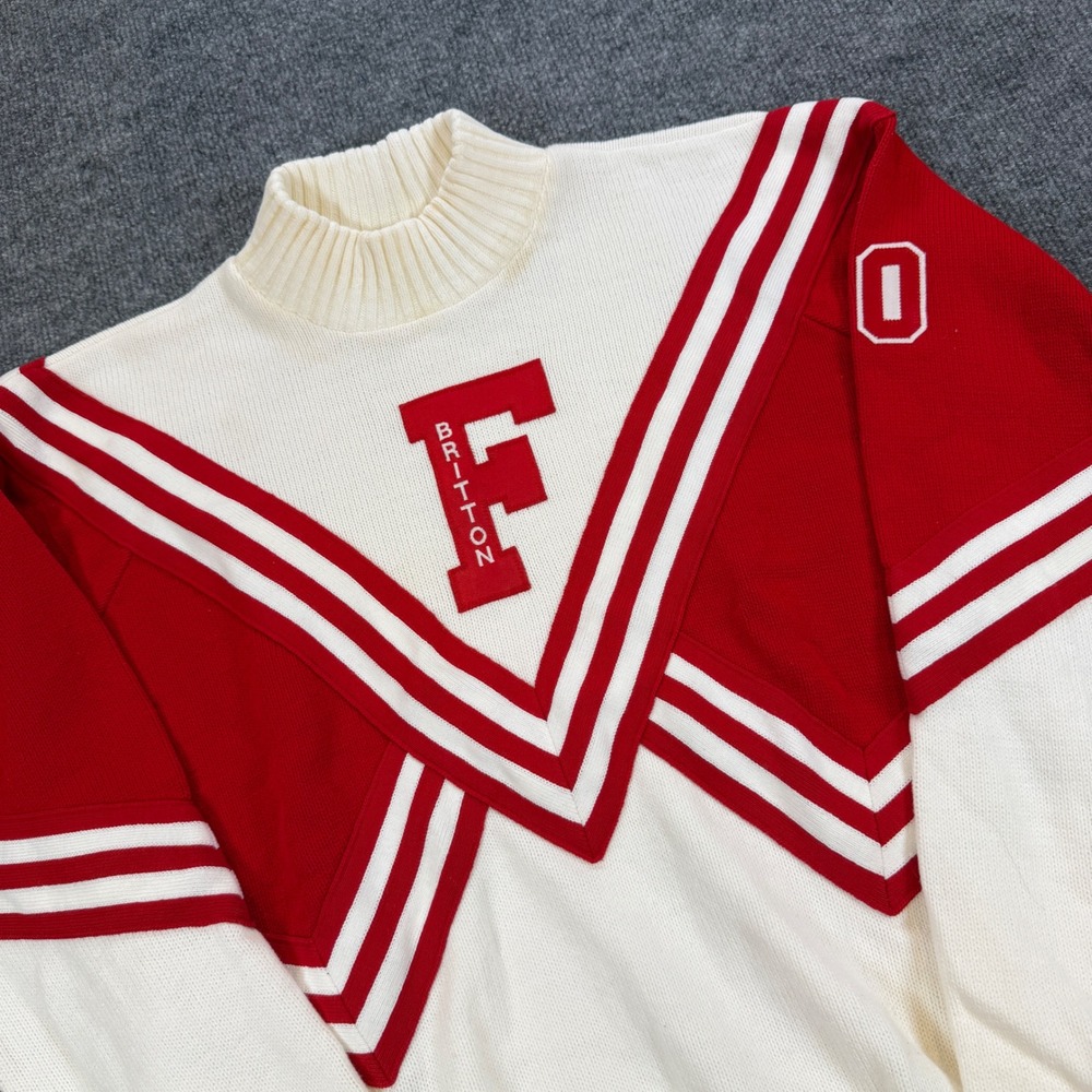 Preppy Dehen Portland Vintage Varsity Cheerleader Sweater Red White Letterman L